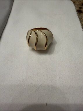 Coach Cream and Gold Sculpted Dome Ring